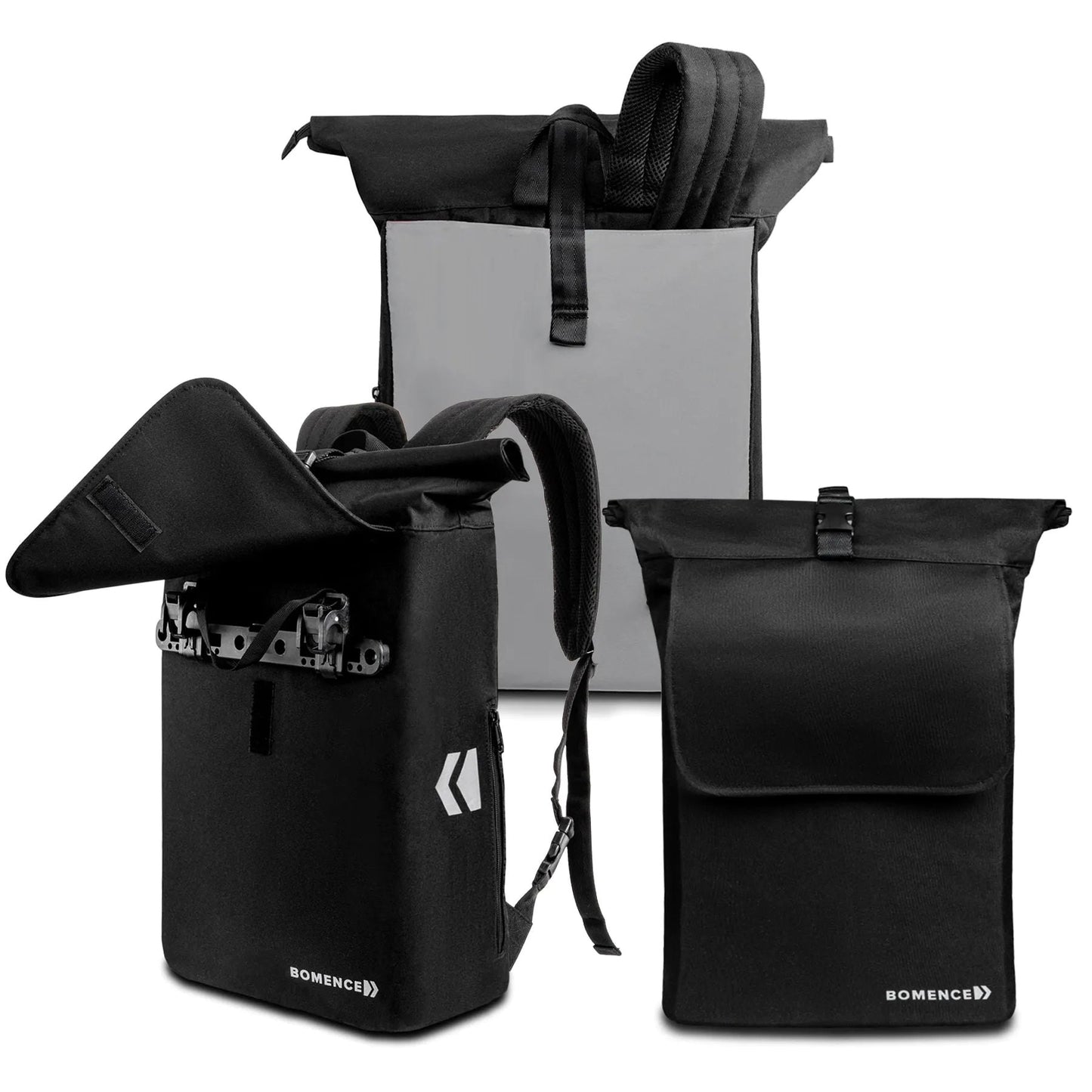 Urban Create – 2-in-1 Fahrradtasche Rucksack Kombi mit Laptopfach für Gepäckträger – Schwarz – Bomence