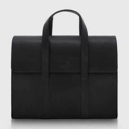 Aktentasche LESATH Midnight Black aus gegerbtem Rindsleder mit Innenfutter aus Leder von PURE Leder-Studio München - HOLE-X