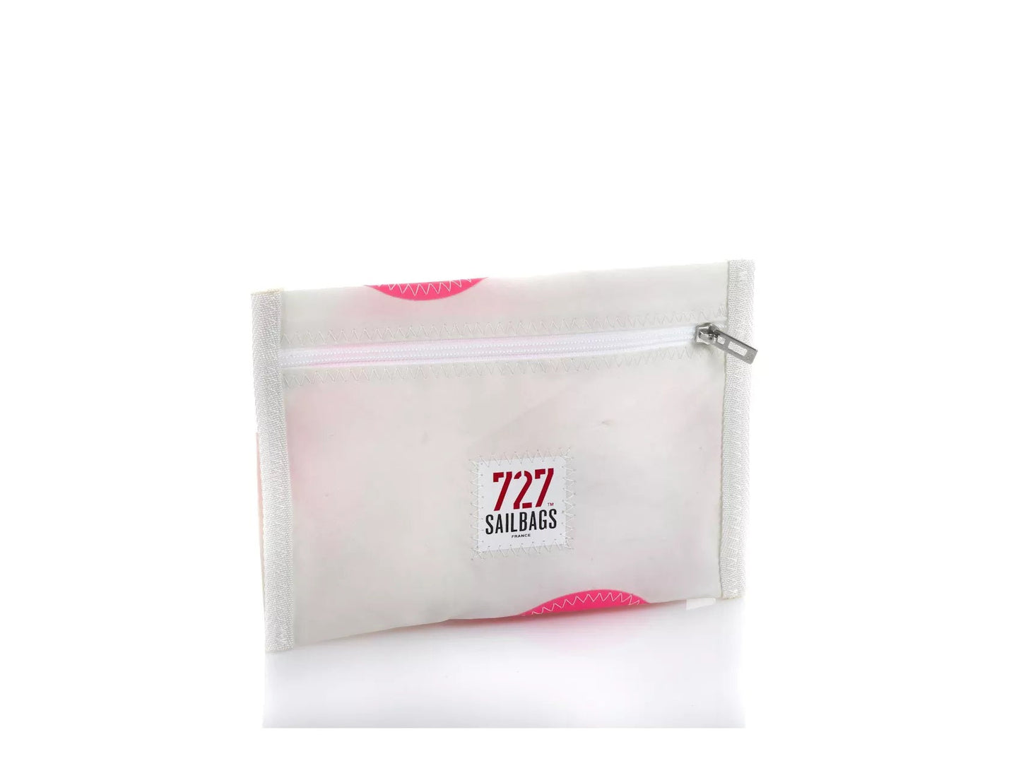 727 Sailbags Tasche / Beutel EOLE N°9 rosa * Reißverschluss * 100% recycelte Segel * Null Abfall Ziel * weiß * rose* handgemacht