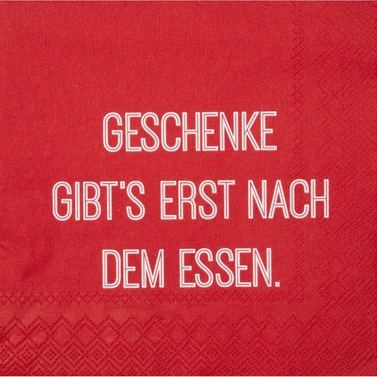 Servietten "GESCHENKE GIBT'S..."  rot 33x33 cm von Räder Design